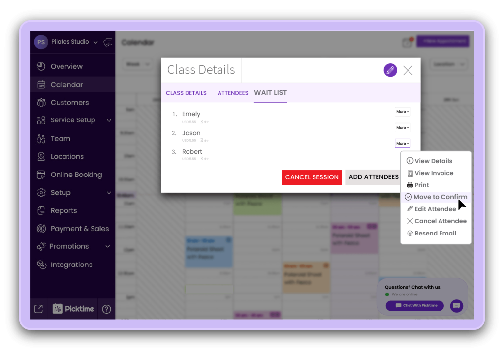 Picktime’s Waitlist Helps Classes Stay Full