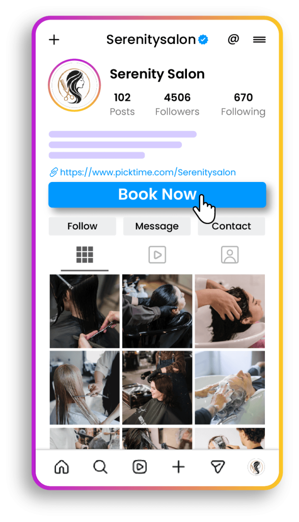 Online Booking page Link on Social Media