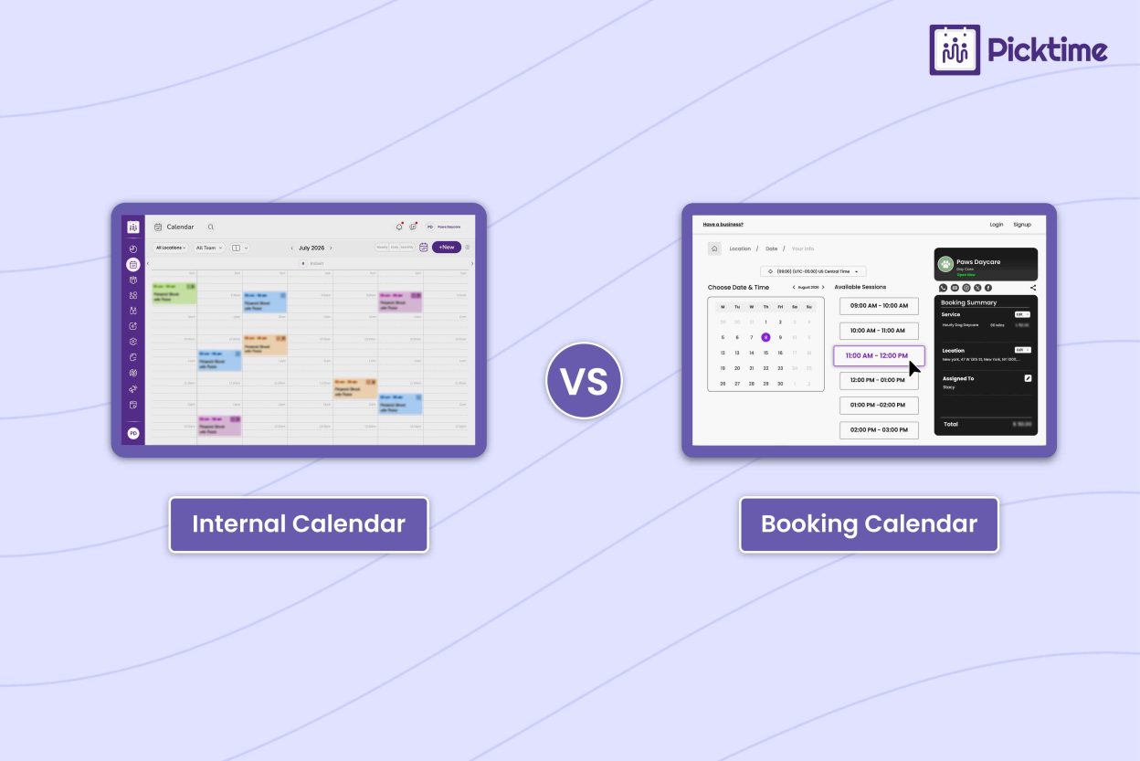 Scheduling Calendars: Internal Calendar vs. Customer Booking Calendar